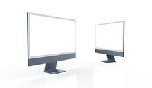 Computer Display With Blank White Screen 3d.