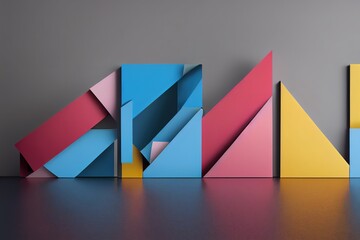 Poster - Abstract set of web banner design templates, header horizontal web banner. Modern geometric blue triangle cover header background for website design, social media , 3D Render.  Raster illustration.