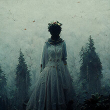 Digital Art Of A Hollow Bride In A Misty Forest