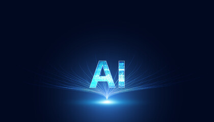 Poster - Abstract Artificial Intelligence on Atomic and Technology Background with big data.