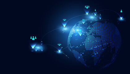 Poster - Abstract world Technology Communication Borderless Internet 5G Internet of Things communication between people, business, network on a modern background futuristic digital