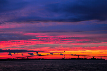 Wall Mural - sunset over the river