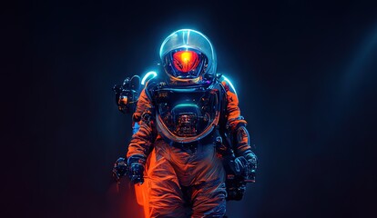 Poster - Astronaut standing in a protective suit of white. 3D illustration