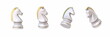 White chess Knight in four different angled views 3D