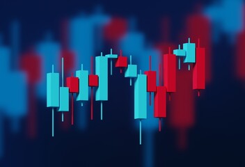 Poster - Trading market concept with financial Candlestick graph. 3D rendering, 3D illustration.