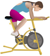 A Young Woman Is Seen Exercising On A Stationary Bicycle In A 3-d Illustration On A Transparent Background.