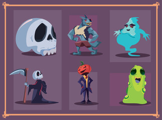 Sticker - flat halloween characters