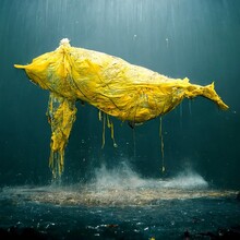 Whale Wrapped In Plastic, Ocean Polluted, Sea Full Of Junk, Environmental Crisis, Save The Planet, Ecological Footprint Is Too Big, Warning Poster, Dying Seas And Screaming Oceans