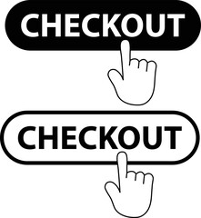 Aufkleber - Checkout button with hand cursor on white background. Checkout Button sign. flat style.