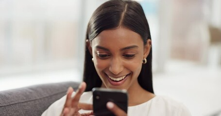 Poster - social media, meme and phone in the hands of a happy woman laughing and browsing online with wifi an