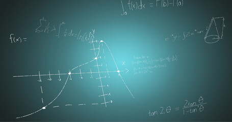 Image of handwritten mathematical formulae over blue background