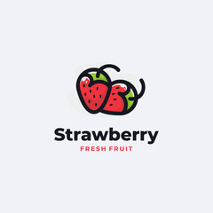 Wall Mural - fresh fruit strawberry logo design