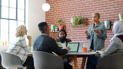 Aufkleber - High five, business people and digital marketing agency meeting graphic design success or online website target goal. Diversity, inclusion and group manager excited for teamwork collaboration project