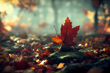 Poster - autumn leaves 11. High quality 3d illustration