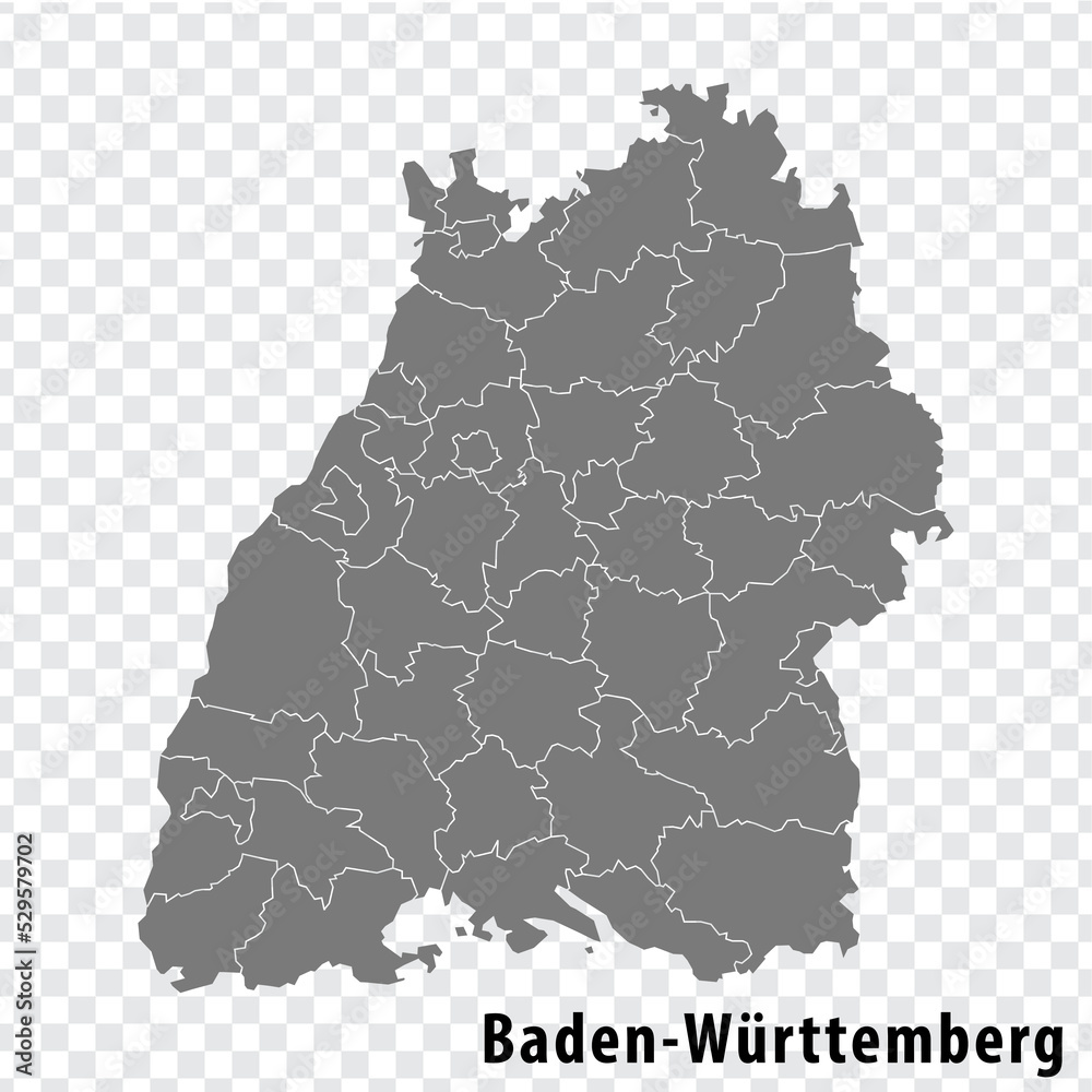 Map Free State Of Baden Wurttemberg On Transparent Background Baden 1000 F 529579702 