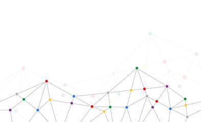 Leinwandbilder - Geometric polygon connect lines and dots background template. Network linked global system graphic vector.	