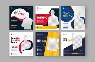 Bundling poster for we are hiring job vacancy social media post or square web banner template design 