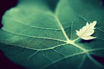 Poster - Beautiful enlarged green leaf of a plant with clear veins 3D illustration