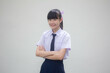 © tiniroma - thai Junior high school student uniform teen beautiful girl happy and relax