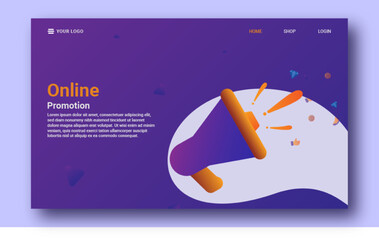 landing page online promotion with color gradient