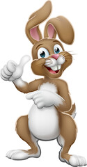 Poster - Easter Bunny Rabbit Cartoon Thumbs Up and Pointing