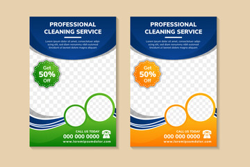 Poster - abstract modern business flyer template for professional cleaning services. green, yellow and blue b