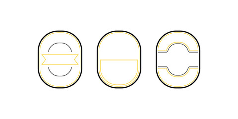 Poster - Gold and black collection template of retro stickers outline template
