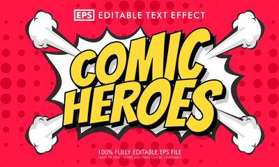 Wall Mural - Comic heroes editable text effect