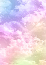 Cotton Candy Clouds Background With Sparkles