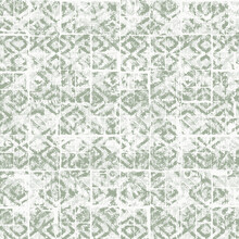 Abstract Round Shapes Geometric Motif Artsy Pattern Continuous Vine Background. Modern Geo Fabric Diamond Design Textile Swatch Ladies Dress, Man Shirt All Over Print Block. White, Green Palette.