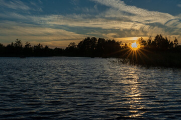 Wall Mural - sunset over the lake