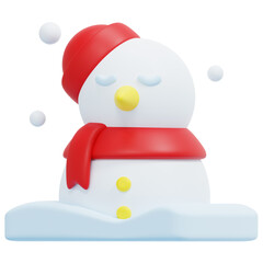 Sticker - snowman 3d render icon illustration