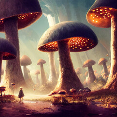 Wall Mural - magic mushroom forest