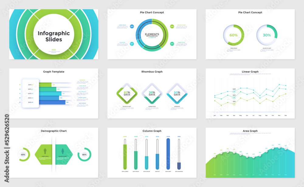 Vector Set of 9 Infographic Templates Stock Vector | Adobe Stock