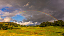 Rainbow Over Green Hills In North UK.