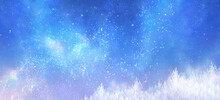 幻想的な星空と樹氷の風景イラスト　背景イラスト