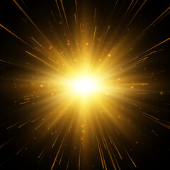 Wall Mural - light effect. star burst. gold glitter star or sun. vector background