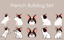 Simple And Adorable French Bulldog Illustrations Set