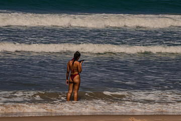 Poster - girl on the sea with a phone