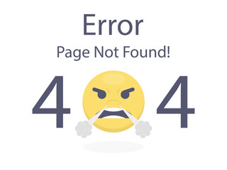 Fototapete - 404 error page not found Angry Emoji isolated in white background