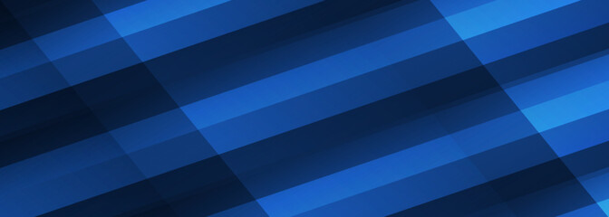 Poster - Vector dark blue abstract modern wide banner with light blue shiny diagonal lines background. Vector illustration