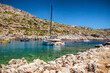 Luxurios yachts in Anthony Quinn bay in Rhodes island, Greece