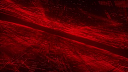 Poster - Digital background with moving glowing particles. Futuristic hi-tech illustration. Concept of data transfer in cyberspace. Big data visualization. 3d rendering. 4k animation