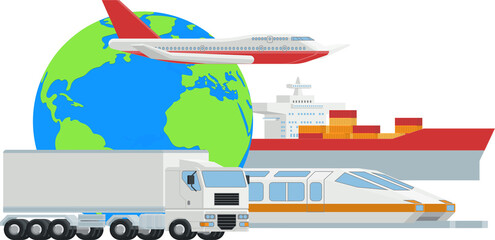 Wall Mural - Logistic Transport Globe Cargo Freight Concept