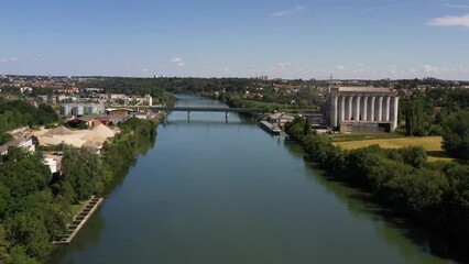 Wall Mural - aerial view on the cities of Melun and La Rochette in Seine et Marne	