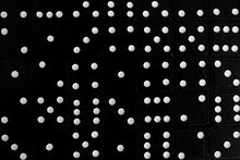 Black Dominoes With White Dots, Full Frame Background.