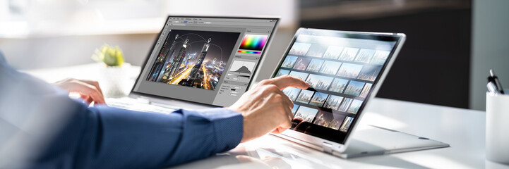 Poster - Graphic Designer Editing Photo