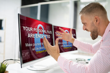 Poster - Ransomware Cyber Attack Showing Personal Files Encrypted