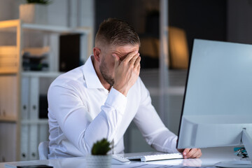 Aufkleber - Stressful Business Man Working On Laptop