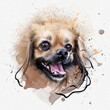 Portrait of a charming Pekingese dog in close-up isolated on a white background